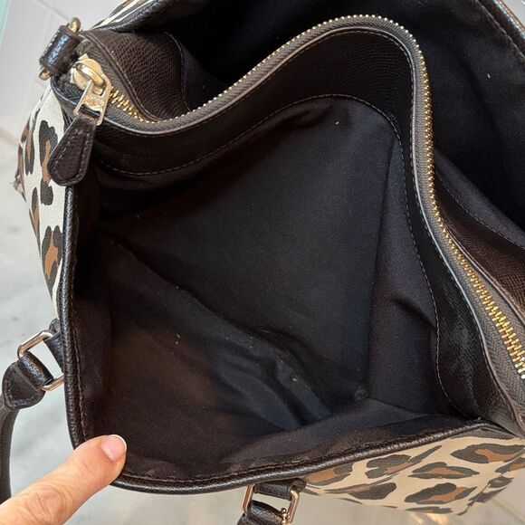 Coach Bag Purse Handbag Leather Morgan Ocelot Leopard Print Convertible Satchel - Picture 15 of 17